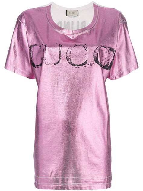 gucci pink metallic t shirt